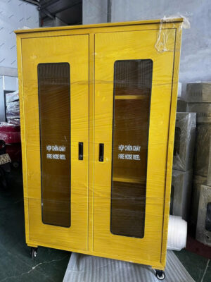 TỦ ĐỰNG THIẾT BỊ CHỮA CHÁY CÓ BÁNH XE, SƠN VÀNG KT 1400X1000X400MM
